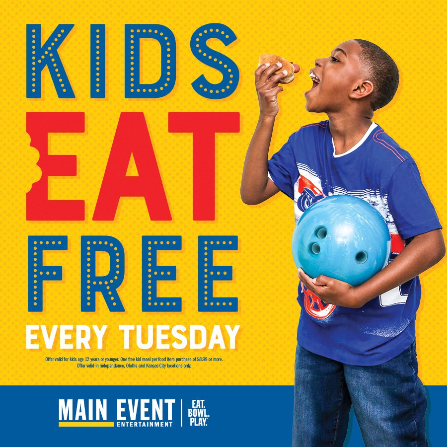 Kids Eat Free Every Tuesday at Main Event! KC Parent Magazine
