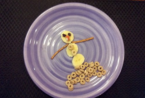 Snowman made with Bananas