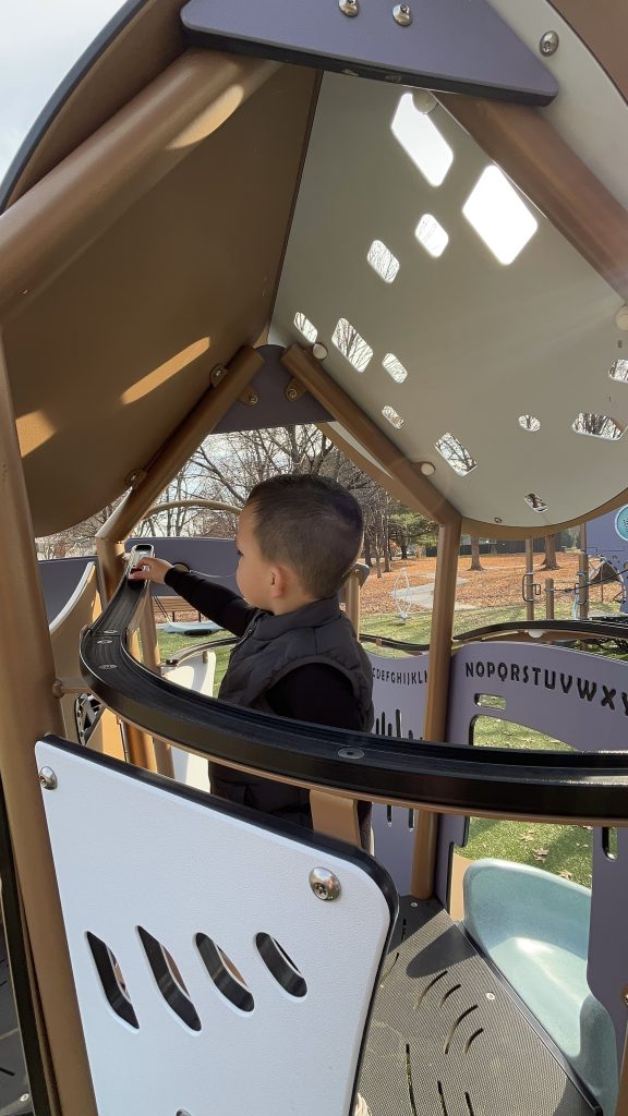 Hot wheels race car track for kids at Maple Hills Park in Overland Park, KS
